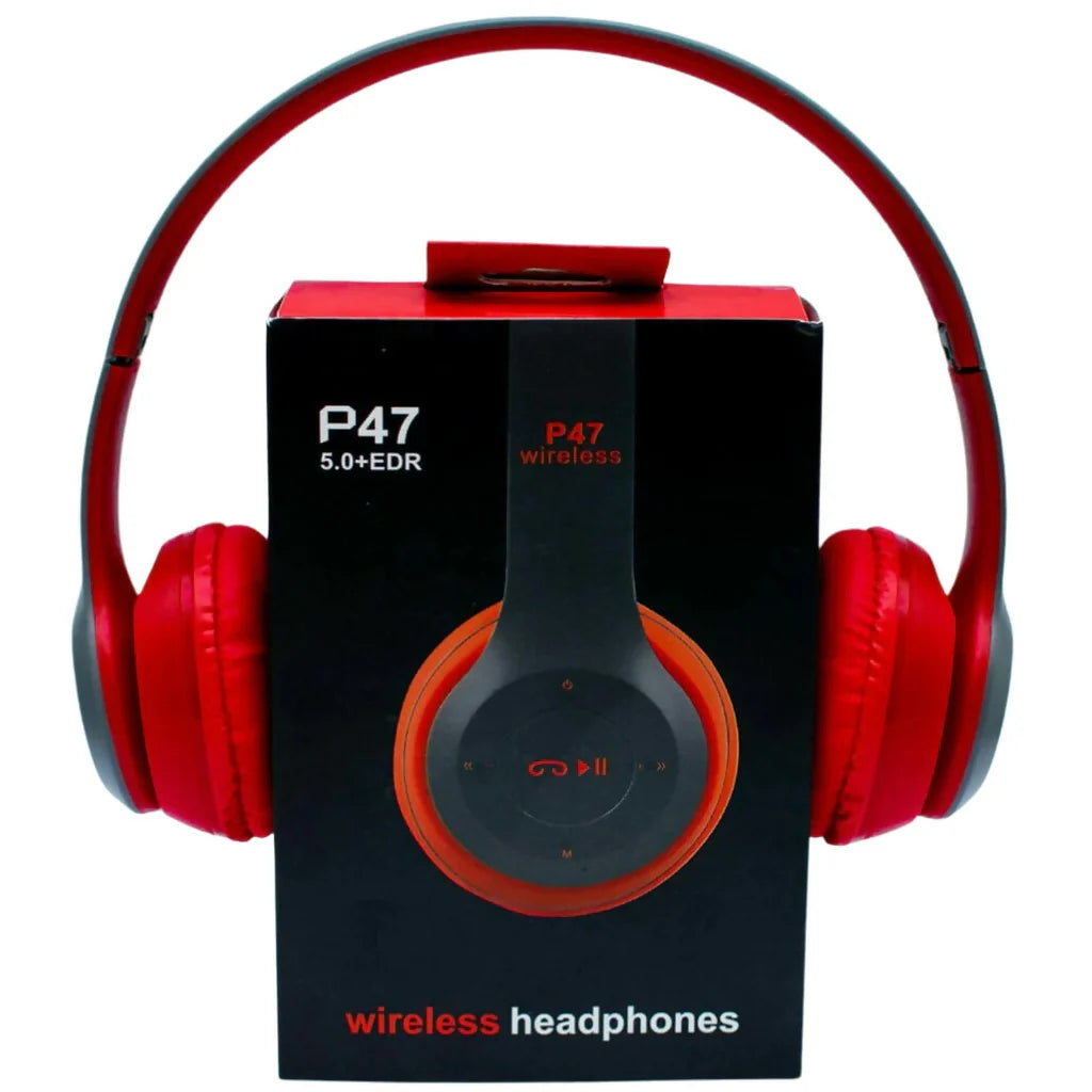 P47 Wireless Bluetooth Headphones 5.0+EDR – Stereo Over-Ear Foldable Headset with Mic
