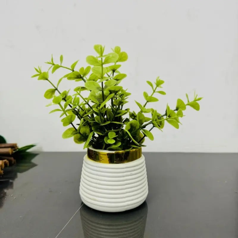 Artificial Green Plant with Decorative Ceramic Pot